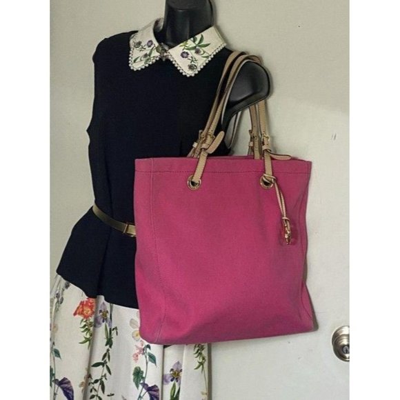 michael kors shopping xl fabric pink canvas tote - Picture 5 of 8